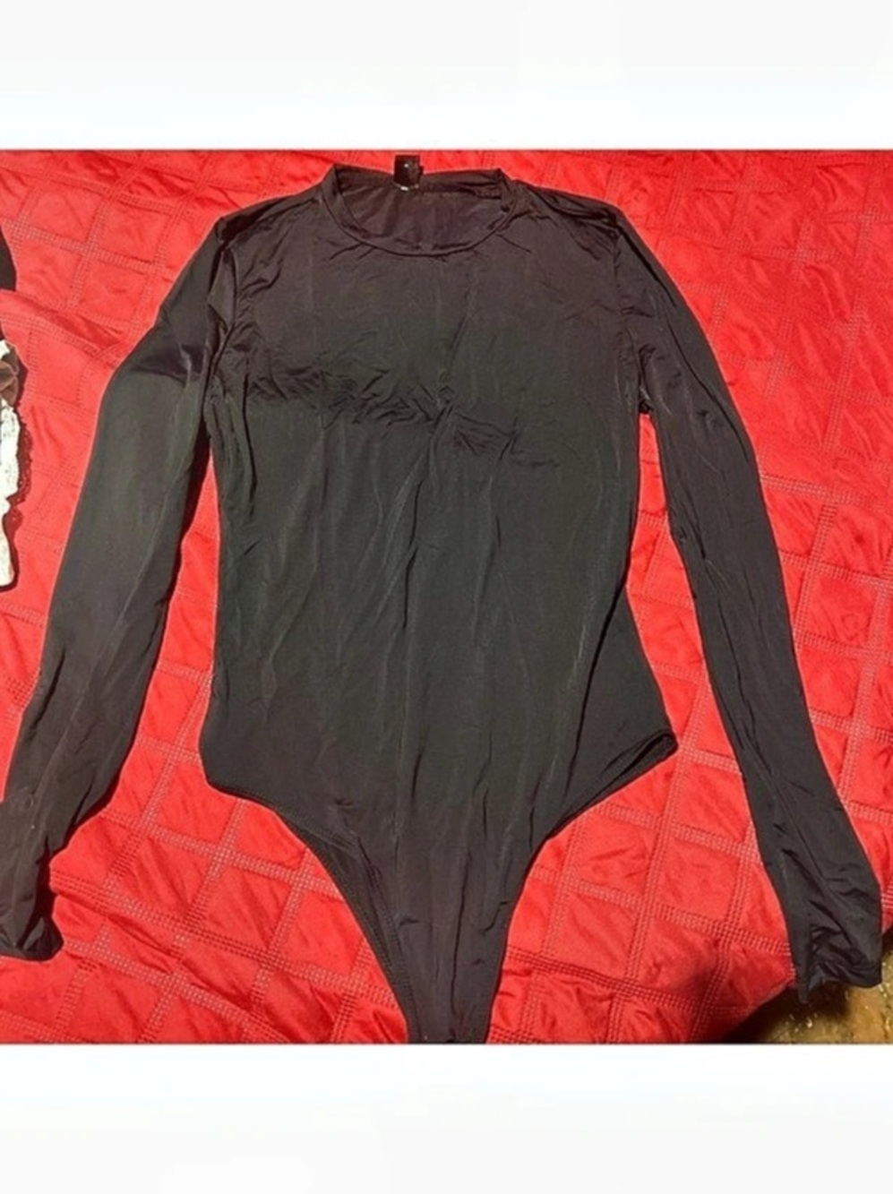 SHEIN Mock Neck Long Sleeve Bodysuit Black large